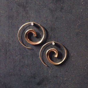 Spiral Wave Brass Earrings